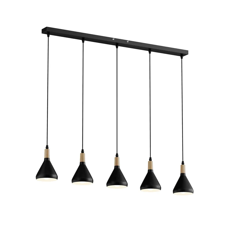 Lindby Suspension Arina à intensité variable (Moderne) en Noir Métal e. a. pour Salon & Salle manger (à 5 lampes, E14), Luminaire, Lampe Plafond, Luminaire Plafonnier, Suspendue