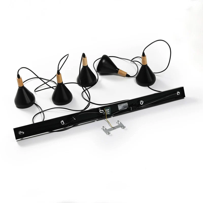 Lindby Suspension Arina à intensité variable (Moderne) en Noir Métal e. a. pour Salon & Salle manger (à 5 lampes, E14), Luminaire, Lampe Plafond, Luminaire Plafonnier, Suspendue