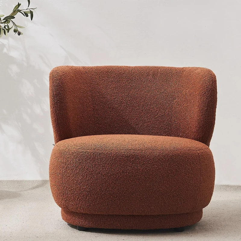 HOMIFAB Fauteuil en Tissu Bouclette Rouille - Ester