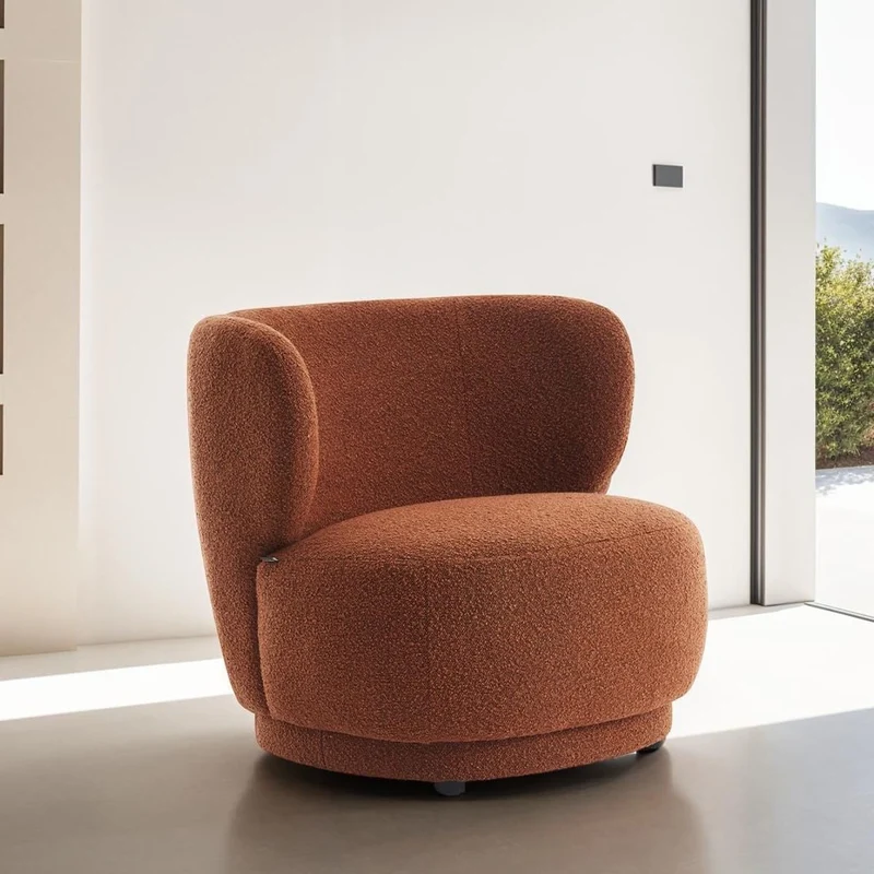 HOMIFAB Fauteuil en Tissu Bouclette Rouille - Ester