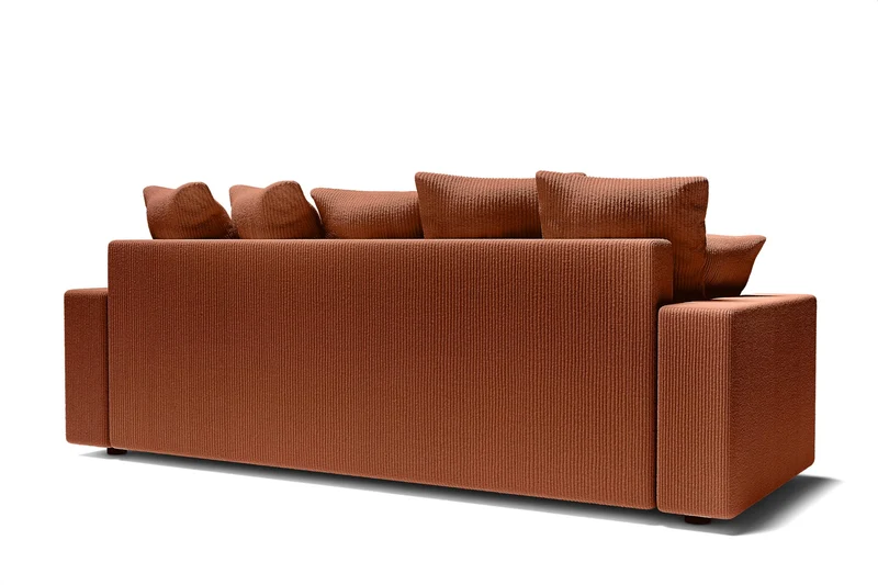 BAÏTA Canapé Droit Alma 3 Places Convertible en Velours côtelé Terracotta