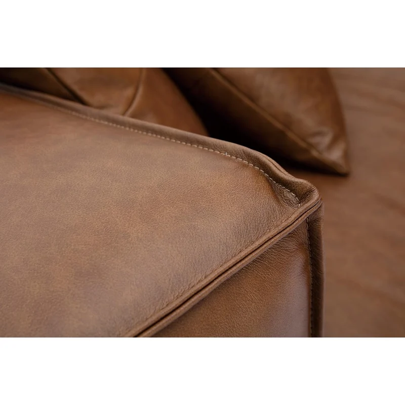 Miliboo Canapé Vintage 3 Places Cuir Marron et Bois Noir Cobain
