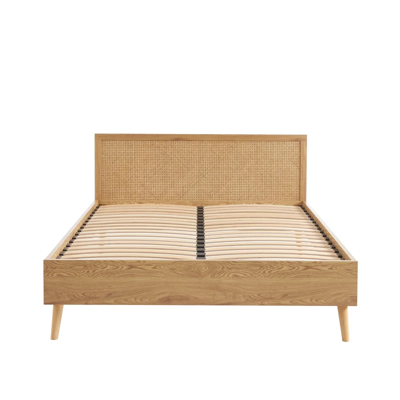 BAÏTA Lit Double INES cannage rotin 160x200 sommier Inclus