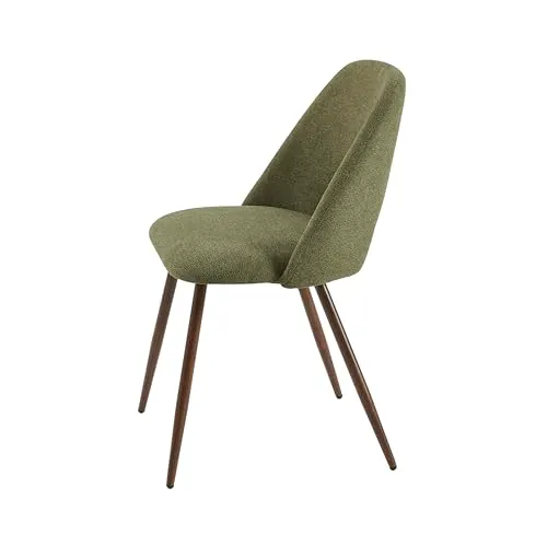 BAÏTA Lot de 2 chaises Elisabeth Tissu Vert Pieds Effet chêne
