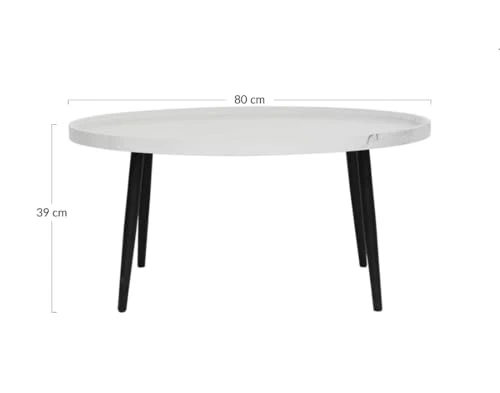 Lisa Design - Helsinki - Table Basse - Effet marbre - 80 cm, Noir