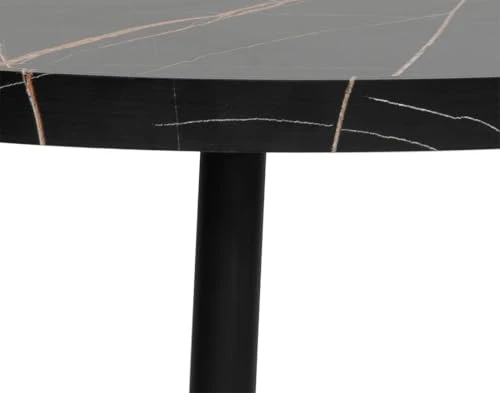 Lisa Design - Helsinki - Table Basse - Effet marbre - 80 cm, Noir