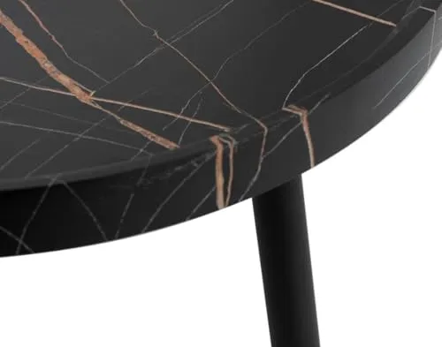Lisa Design - Helsinki - Table Basse - Effet marbre - 80 cm, Noir