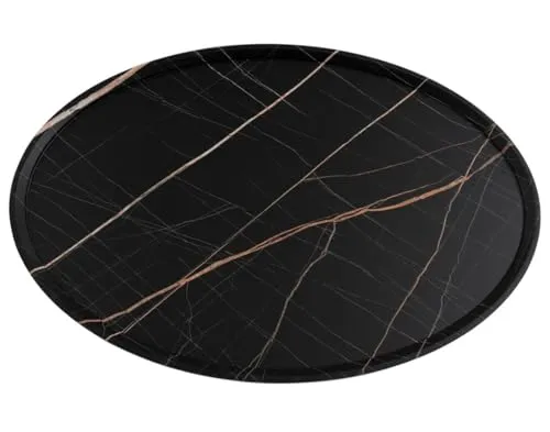 Lisa Design - Helsinki - Table Basse - Effet marbre - 80 cm, Noir