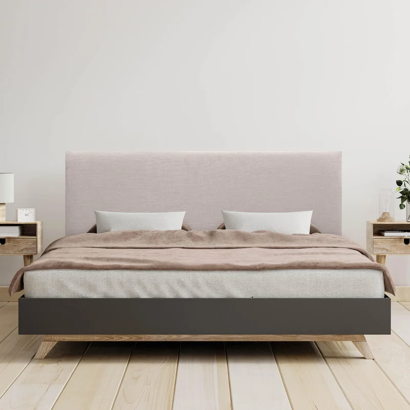 DHOME Tête de lit en Lin Naturel uni tapissée Chambre à Coucher Moderne Top Trending (Beig, 160x105cm avec Pieds (Lits 150/160))