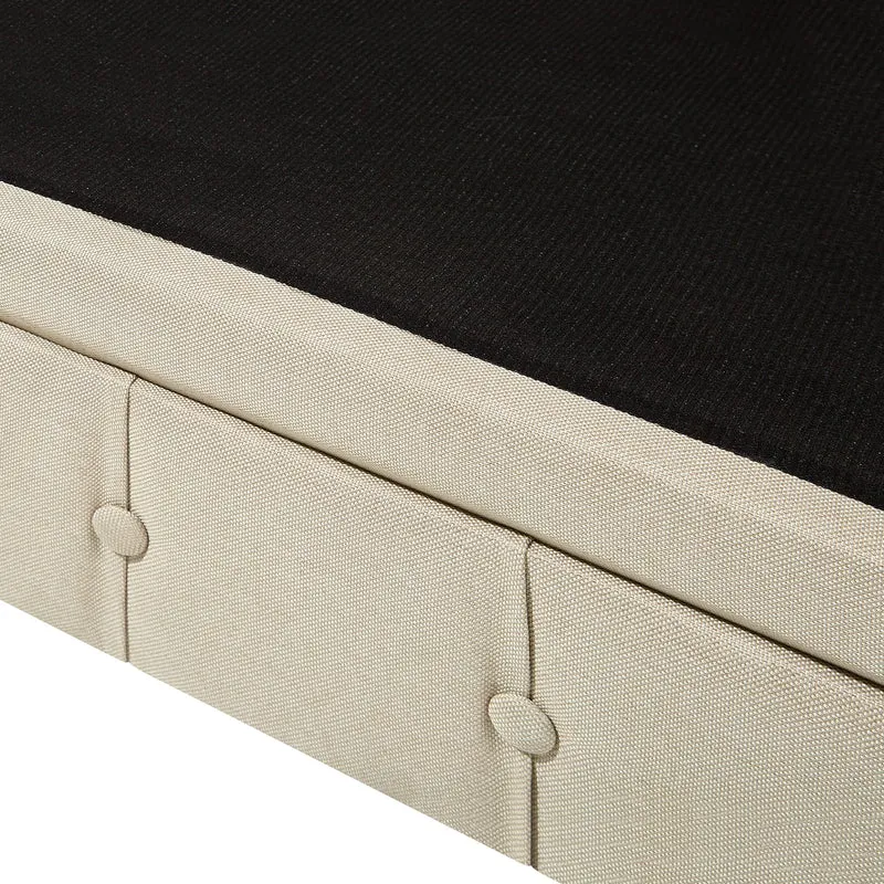 Canapé 3 Places en Tissu Beige Assise Rembourrée Large Dossier Points Chesterfield