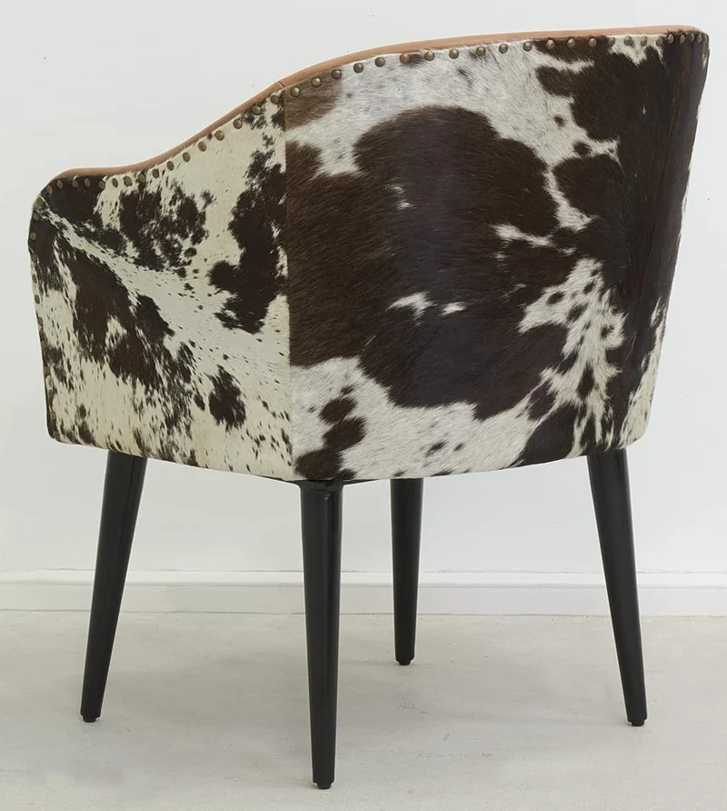 AUBRY GASPARD Fauteuil en Cuir Camel et Peau de Vache