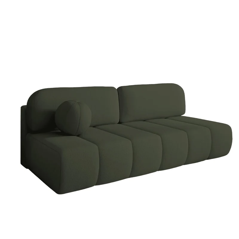 mb-moebel Canapé Confortable avec Fonction Sommeil, Revêtement Bouclé élégant, (LxHxP):210x88x104 cm - Fluffy en Bouclette (Vert foncé (Arena 12))
