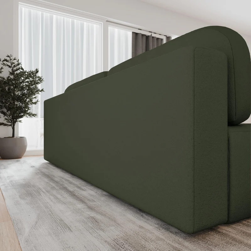 mb-moebel Canapé Confortable avec Fonction Sommeil, Revêtement Bouclé élégant, (LxHxP):210x88x104 cm - Fluffy en Bouclette (Vert foncé (Arena 12))