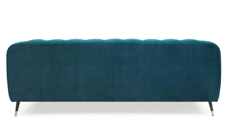Menzzo Canapé capitonné 3 Places Style Boudoir Glams Velours Bleu Canard