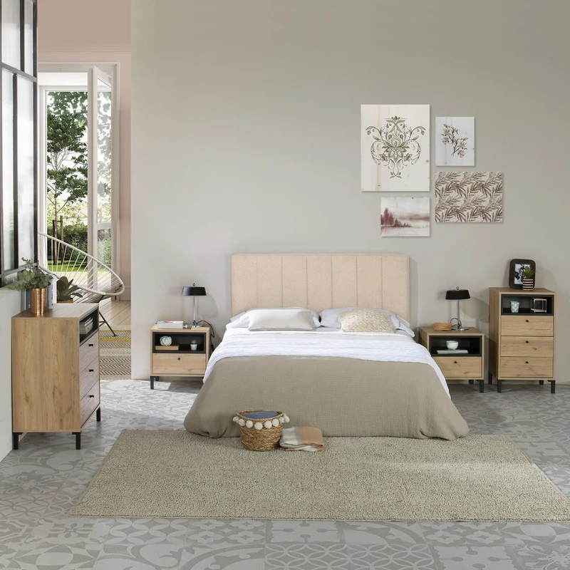marcKonfort Tête de lit tapissée Creta 160x60cm Couleur Beige, Rembourrée de Mousse, brodé Effet capitonné, 8cm d'épaisseur, Système de Fixation Inclus.