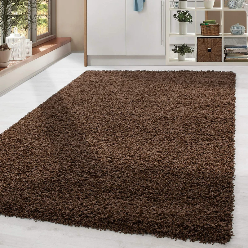 HomebyHome Tapis Salon 200x300 Moderne Tapis Chambre Adulte Tapis Marron 200x290 cm - Tapis Shaggy Salle de Séjour Tapis Poil Long Concevoir Unicolore Tapis Doux Moelleux Tapis Cuisine Moquette Salon
