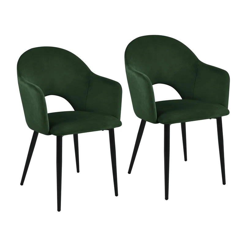 SVITA Hailey Lot de 2 chaises de Salle à Manger fauteuils de Cuisine tapissés Velours Vert foncé
