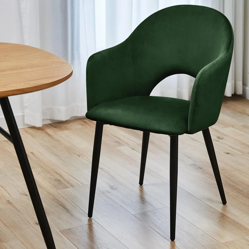 SVITA Hailey Lot de 2 chaises de Salle à Manger fauteuils de Cuisine tapissés Velours Vert foncé