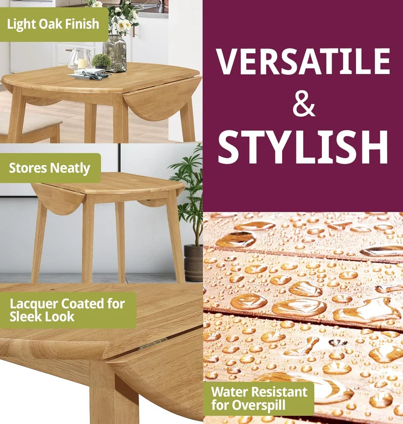 Hallowood Furniture Ledbury Petite Table de Salle à Manger Ronde Pliante en Bois Finition chêne, Table de Cuisine, Table à Manger, Table de Salle à Manger pour la Maison et Le café