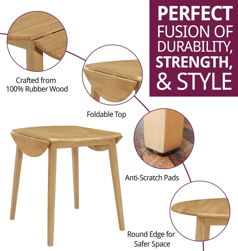 Hallowood Furniture Ledbury Petite Table de Salle à Manger Ronde Pliante en Bois Finition chêne, Table de Cuisine, Table à Manger, Table de Salle à Manger pour la Maison et Le café