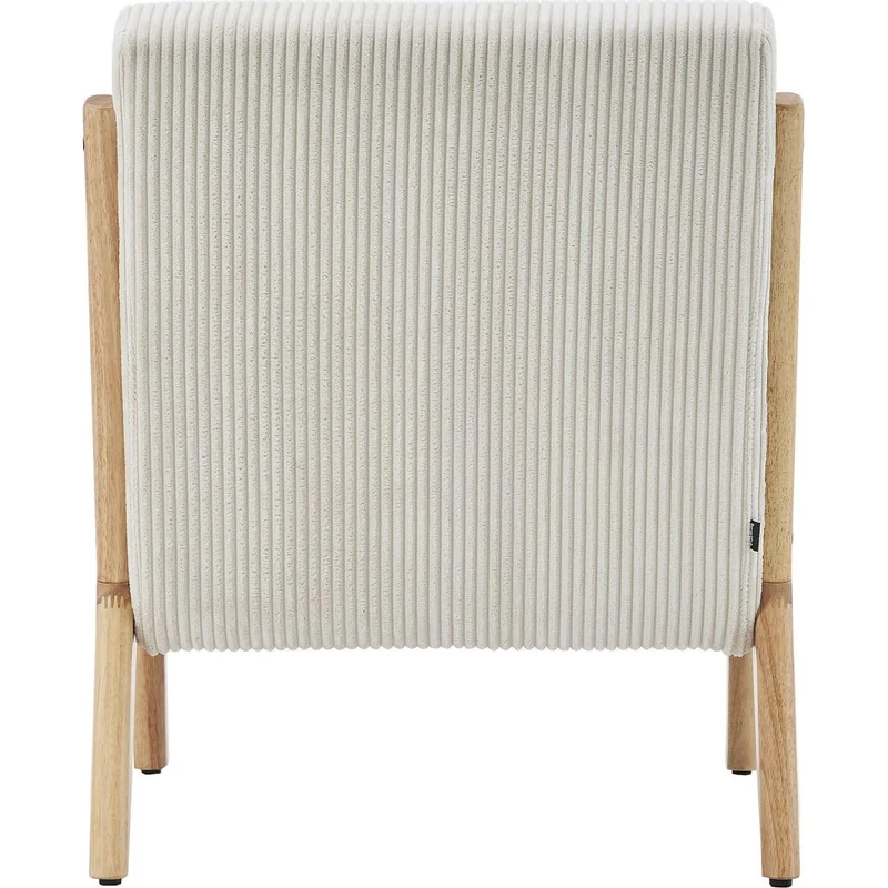 HOMIFAB Fauteuil en Bois et Velours côtelé Beige - Lanna
