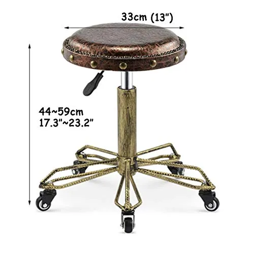 Knjlwa Roulant Autour du Tabouret de Levage de gaz hydraulique de Pivot de Chaise de Massage de Salon, Taille réglable de 44~59cm pour la Coiffure manucure Tatouage Cuisine Bar Salon Spa, Bronze