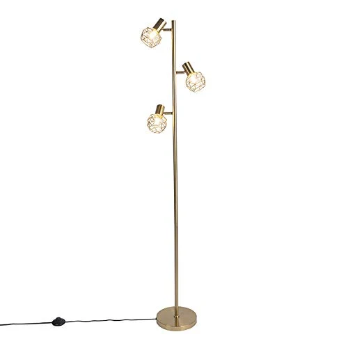 QAZQA mesh - Lampadaire - 3 lumière - H 150 cm - Doré - Moderne, Design - éclairage intérieur - Salon I Chambre