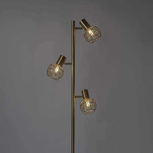 QAZQA mesh - Lampadaire - 3 lumière - H 150 cm - Doré - Moderne, Design - éclairage intérieur - Salon I Chambre