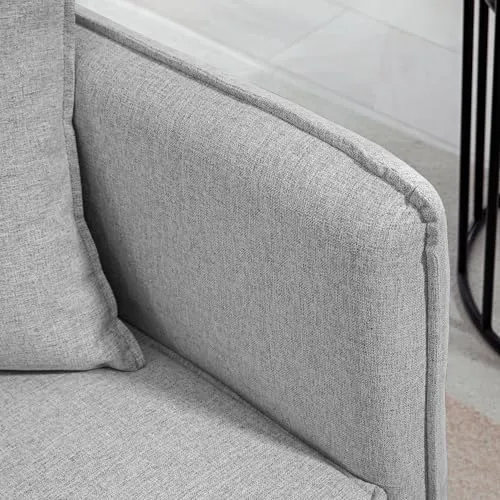HOMCOM Canapé Convertible 3 Places canapé-lit 2 Places canapé clic-clac en Tissu Effet Lin avec Dossier réglable 2 Coussins lavables pour Salon, Chambre d'amis, Gris Clair