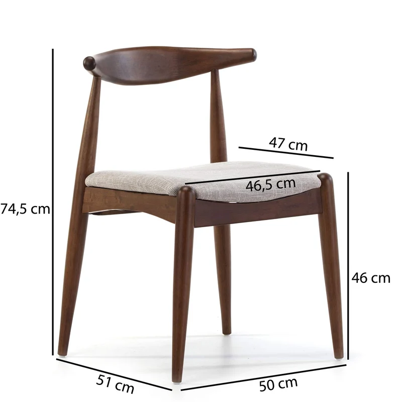 VS Venta-stock Pack 2 chaises Corzo Color Noyer, Bois Massif, 52,5 cm (Longueur) 50 cm (Profondeur) 74,5 cm (Hauteur)