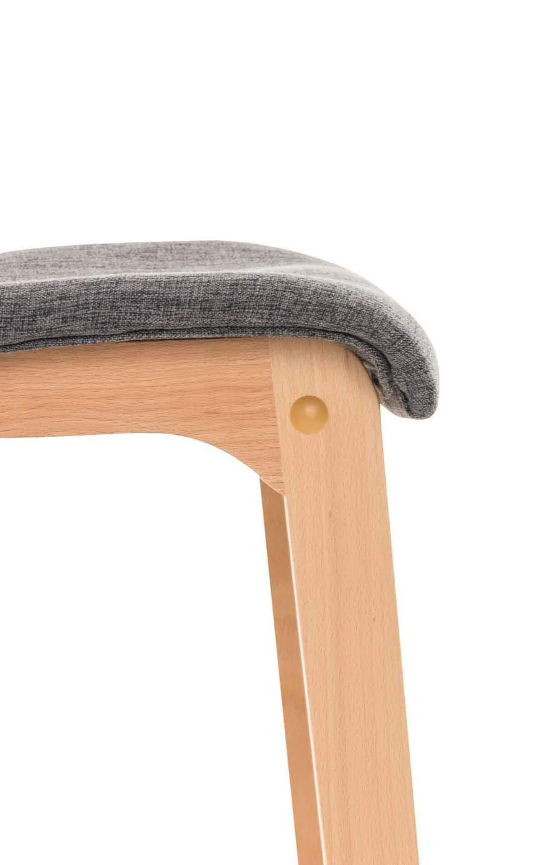 CLP Lot De 2 Tabourets De Bar Design avec Dossier Et Assise en Tissu I Piètement en Bois I Repose-Pieds I Hauteur Assise 77 cm, Couleur:Gris Clair