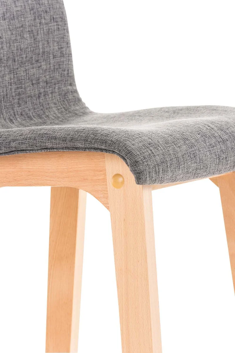 CLP Lot De 2 Tabourets De Bar Design avec Dossier Et Assise en Tissu I Piètement en Bois I Repose-Pieds I Hauteur Assise 77 cm, Couleur:Gris Clair