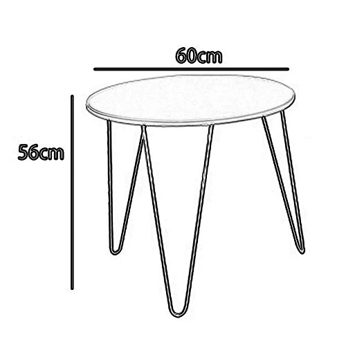 CAFIEDR Table Basse Table d'appoint Ronde Vintage, Panneaux de Particules laminés, métal, 60 cm x 60 cm x 56 cm
