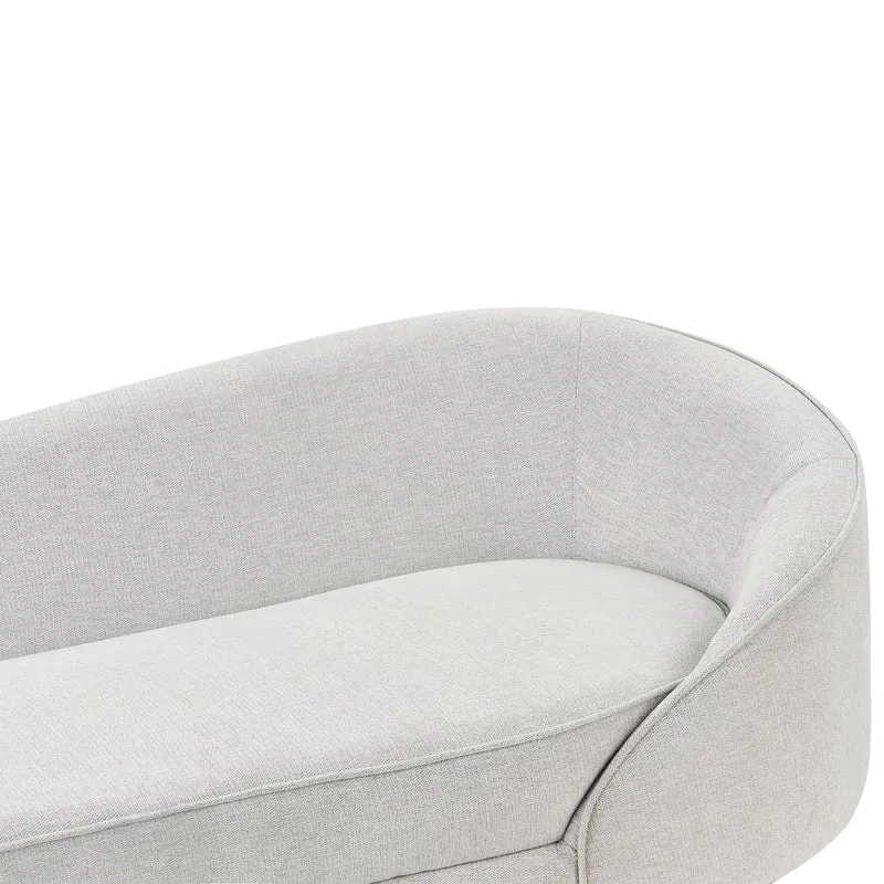 Canapé Glamour en Tissu Forme Courbée Pieds Noirs en Métal Blanc Cassé Savar