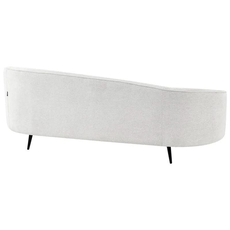 Canapé Glamour en Tissu Forme Courbée Pieds Noirs en Métal Blanc Cassé Savar