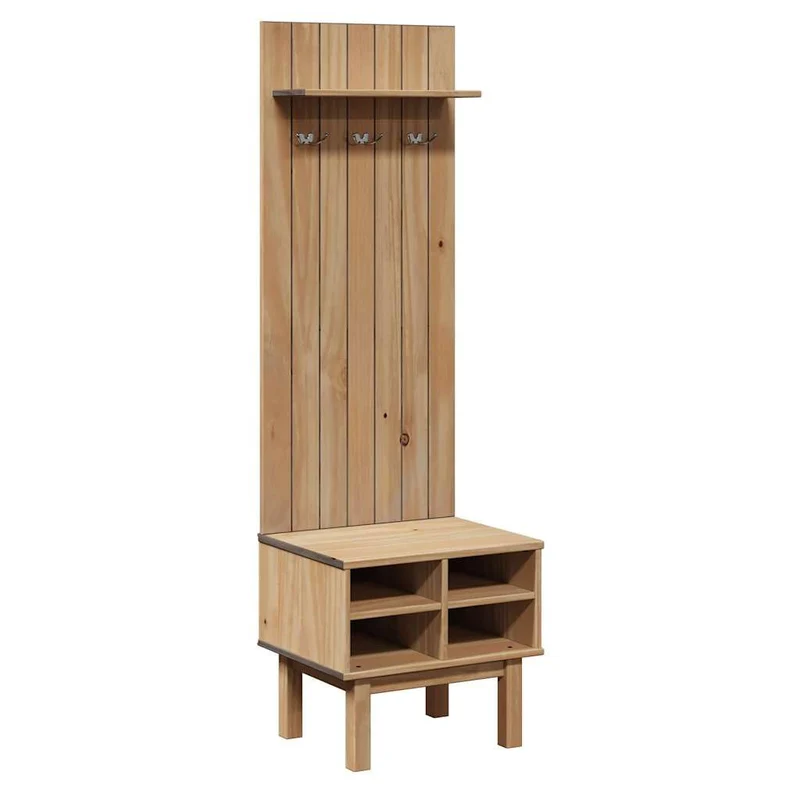 vidaXL Meuble d'entrée OTTA 50x40x160 cm Bois Massif de pin, Armoire d'entrée, Ensemble de vestiaire, Meuble de Rangement de Couloir