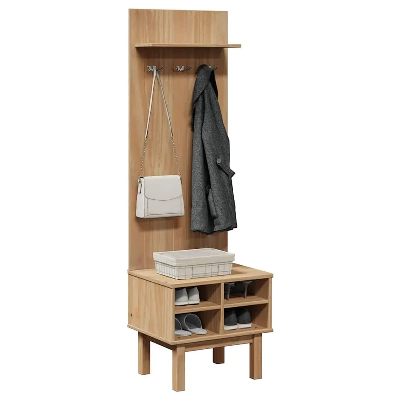 vidaXL Meuble d'entrée OTTA 50x40x160 cm Bois Massif de pin, Armoire d'entrée, Ensemble de vestiaire, Meuble de Rangement de Couloir