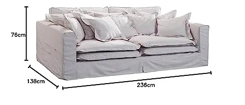 MASSIVMOEBEL24.DE Canapé Profondeur XXL 240x144x95cm (Blanc) - Hampton