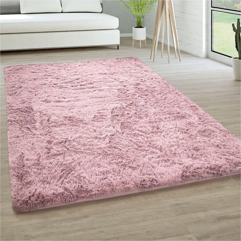 YUANWAN Tapis Shaggy Tapis Chambre 140 x 190 cm Longs Moelleux Antidérapant Intérieur Épais Tapis Salon à Poils Longs Tapis Moelleux Chambre pour Salon de Sol Grand Couloir, Rose