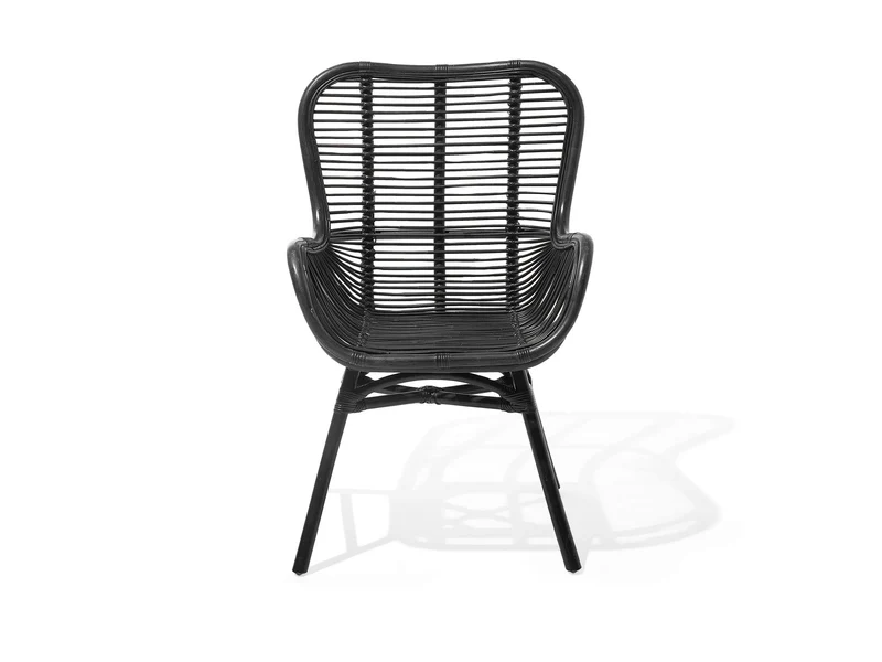 Chaise Fauteuil en Rotin Noir Confortable et très Décorative pour Chambre ou Salon au Style Boho et Rustique Beliani