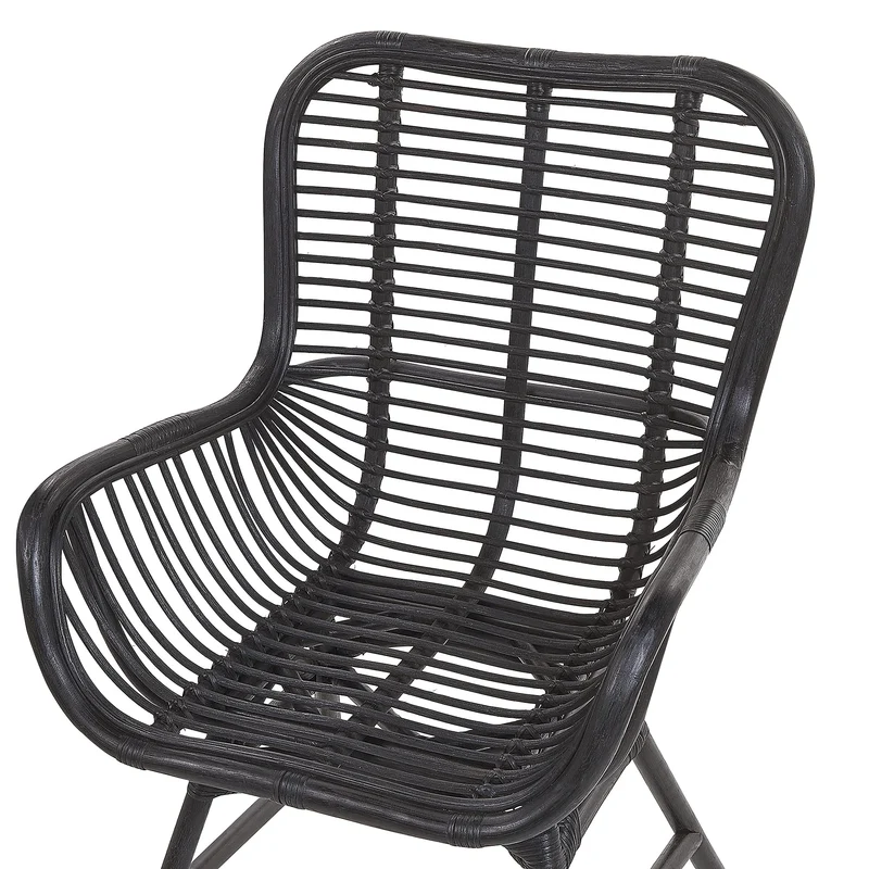 Chaise Fauteuil en Rotin Noir Confortable et très Décorative pour Chambre ou Salon au Style Boho et Rustique Beliani