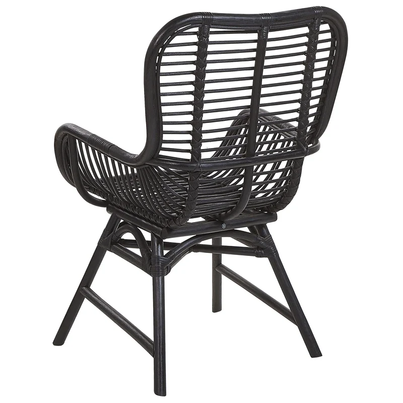 Chaise Fauteuil en Rotin Noir Confortable et très Décorative pour Chambre ou Salon au Style Boho et Rustique Beliani