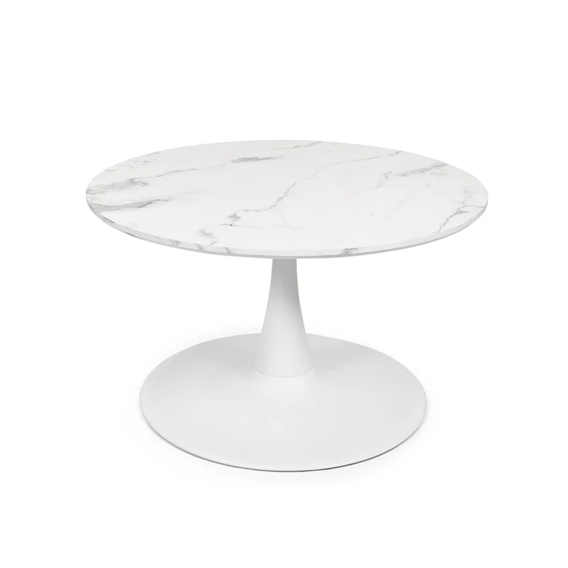 Milton & Oldbrook Table Basse Ø 80 cm Prague Aspect Marbre Blanc