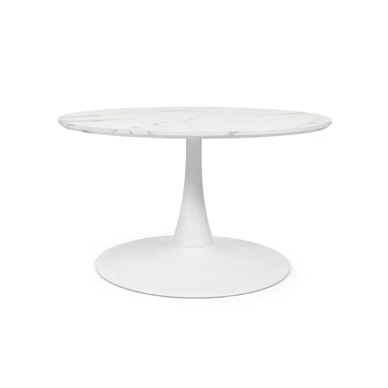 Milton & Oldbrook Table Basse Ø 80 cm Prague Aspect Marbre Blanc