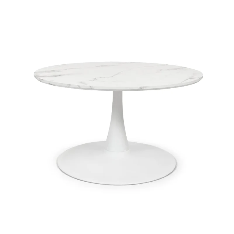 Milton & Oldbrook Table Basse Ø 80 cm Prague Aspect Marbre Blanc