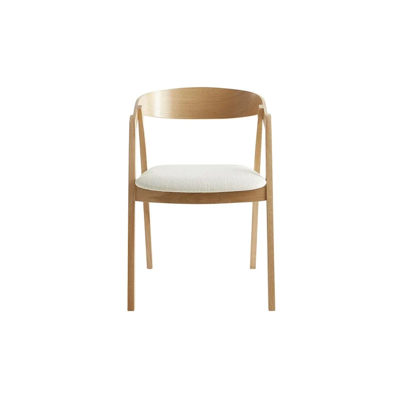 Miliboo Chaises scandinaves en Bois Clair chêne Massif et Tissu Effet Laine bouclée écru (Lot de 2) LOVA