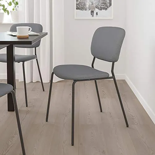 Tok Mark Traders KARLJAN Chaise gris foncé, Kabusa gris foncé, 49x55x81 cm durable et facile à entretenir. Chaises rembourrées. Chaises de salle à manger. Meubles.Respectueux de l'environnement.