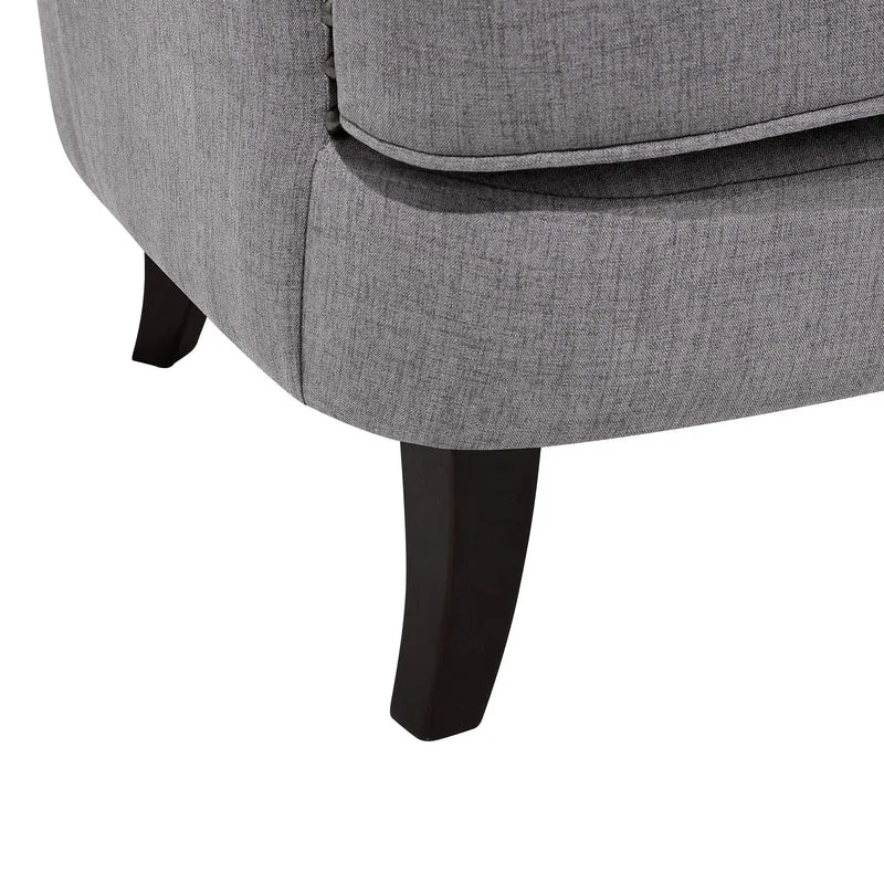 Fauteuil Chesterfield En Tissu Gris Clair Haut Dossier à Clous Pieds Courbes Viborg