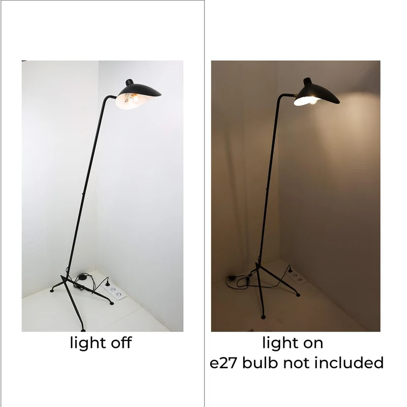Alpinaluz Lampadaire trépied avec écran orientable - Design avant-gardiste en aluminium noir mat, culot E27, 160 cm, éclairage intérieur pour salon ou studio