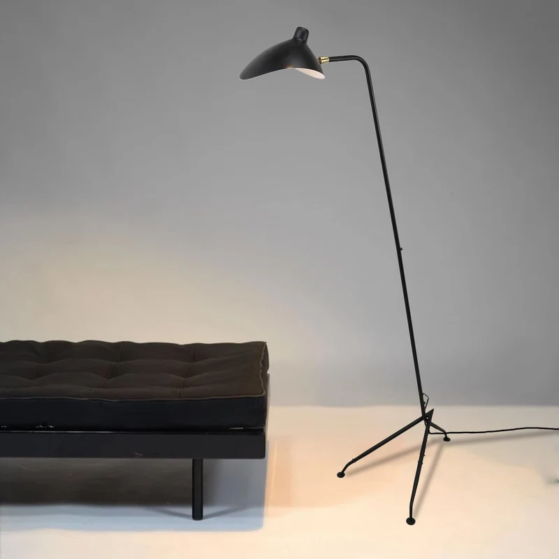Alpinaluz Lampadaire trépied avec écran orientable - Design avant-gardiste en aluminium noir mat, culot E27, 160 cm, éclairage intérieur pour salon ou studio